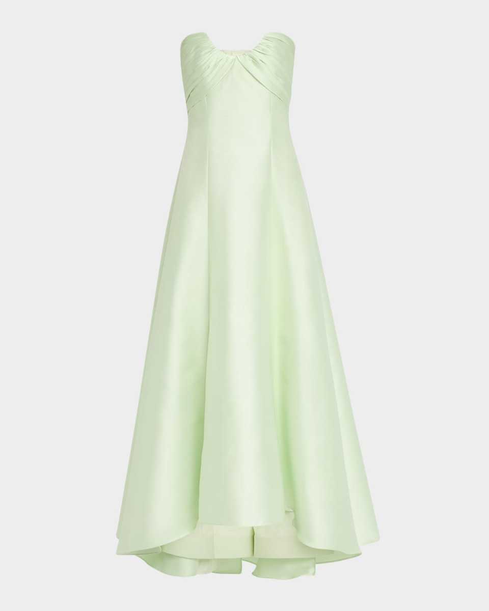 Strapless High-Low Pique Gown